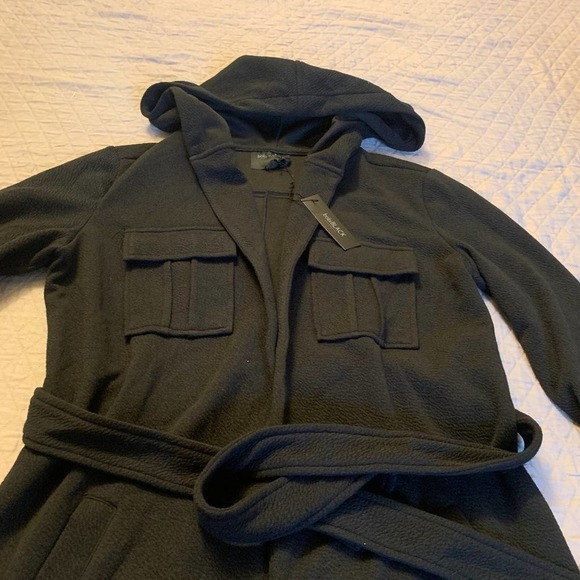 𝅺bobiblack black hooded textured jacket Size M - Picture 4 of 10